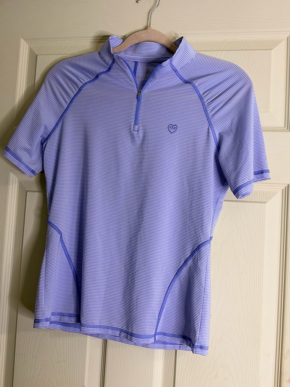 G/FORE Lavender/White Striped Short-Sleeve Quarter-Zip Polo